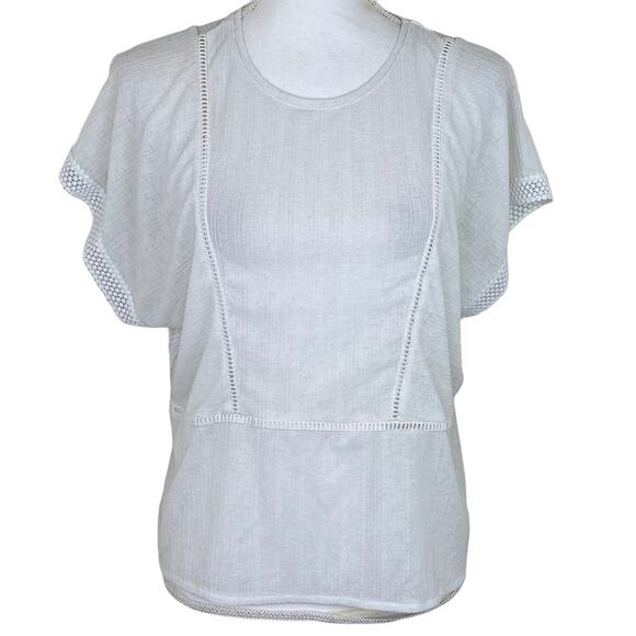 Zara Women's Dolman Short Sleeve Crepe Top White Size M Lightweight Summer Boho - Picture 1 of 5